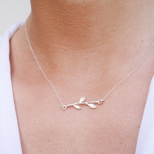 Silver leaf Necklace - Leaf jewelry - Silver Chain - Leaf charm pendant - Layering Necklace - Layered look -Boho necklace - wedding jewels