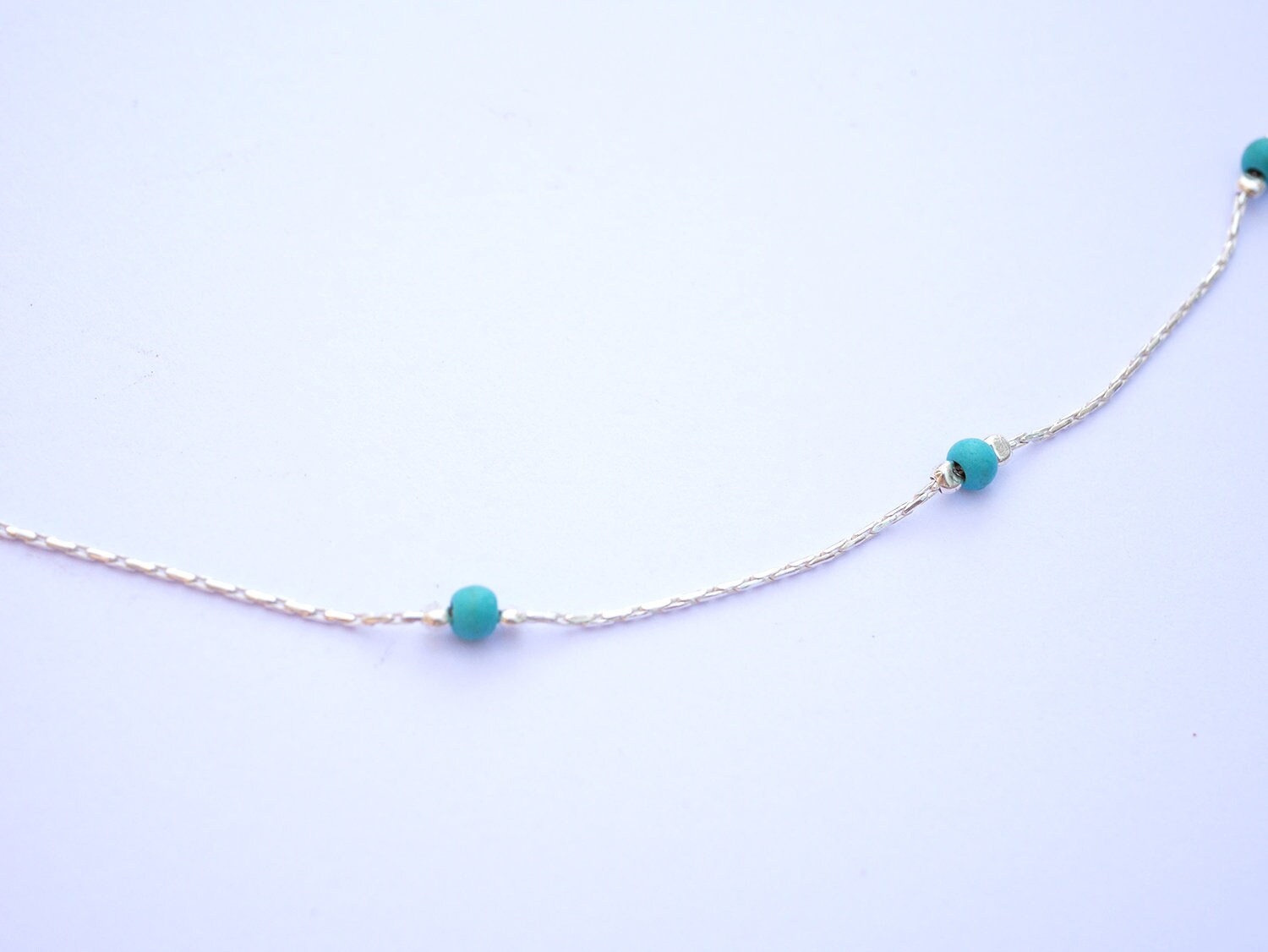 Sterling Silver Turquoise Anklet Silver Beads Anklet - Etsy