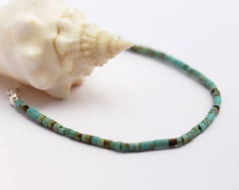 Minimalist bracelet with natural turquoise stones - fine pearl bracelet - fine bracelet - 925 silver bracelet - summer beach jewelry - natural