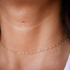 Gold plated chain choker - Minimalist ultra thin Gold plated chain necklace - delicate wedding jewel - stackable necklace - Thin minimal -