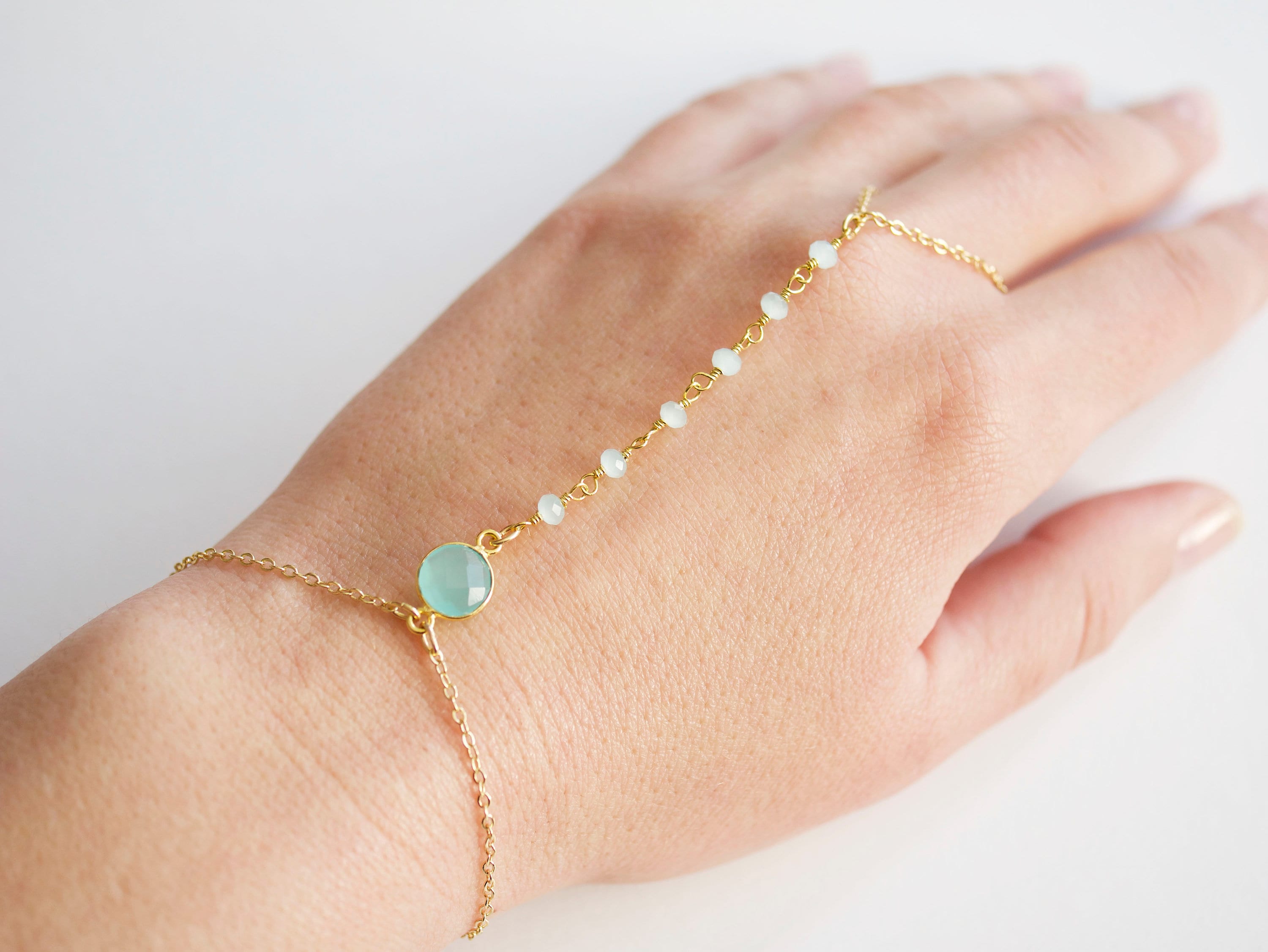 Bracciale Schiavo Mano Con Perle E Anello - Oro Vintage Boho - Gioielli A Catena Per Donne E Ragazze