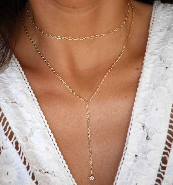 Gold plated outlet lariat necklace
