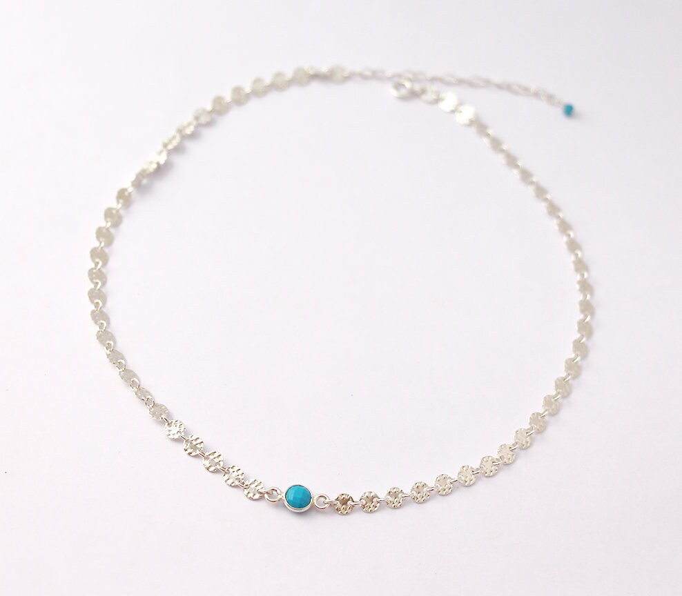 Collier Sautoir Vintage à 2 Rangs - Perles De Résine Turquoise Et Chaîne Argentée - Bijou Fantaisie - Occasion