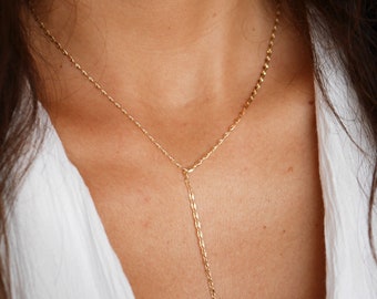 Collana in oro Lariat per donna Placcata in oro 14 carati a
