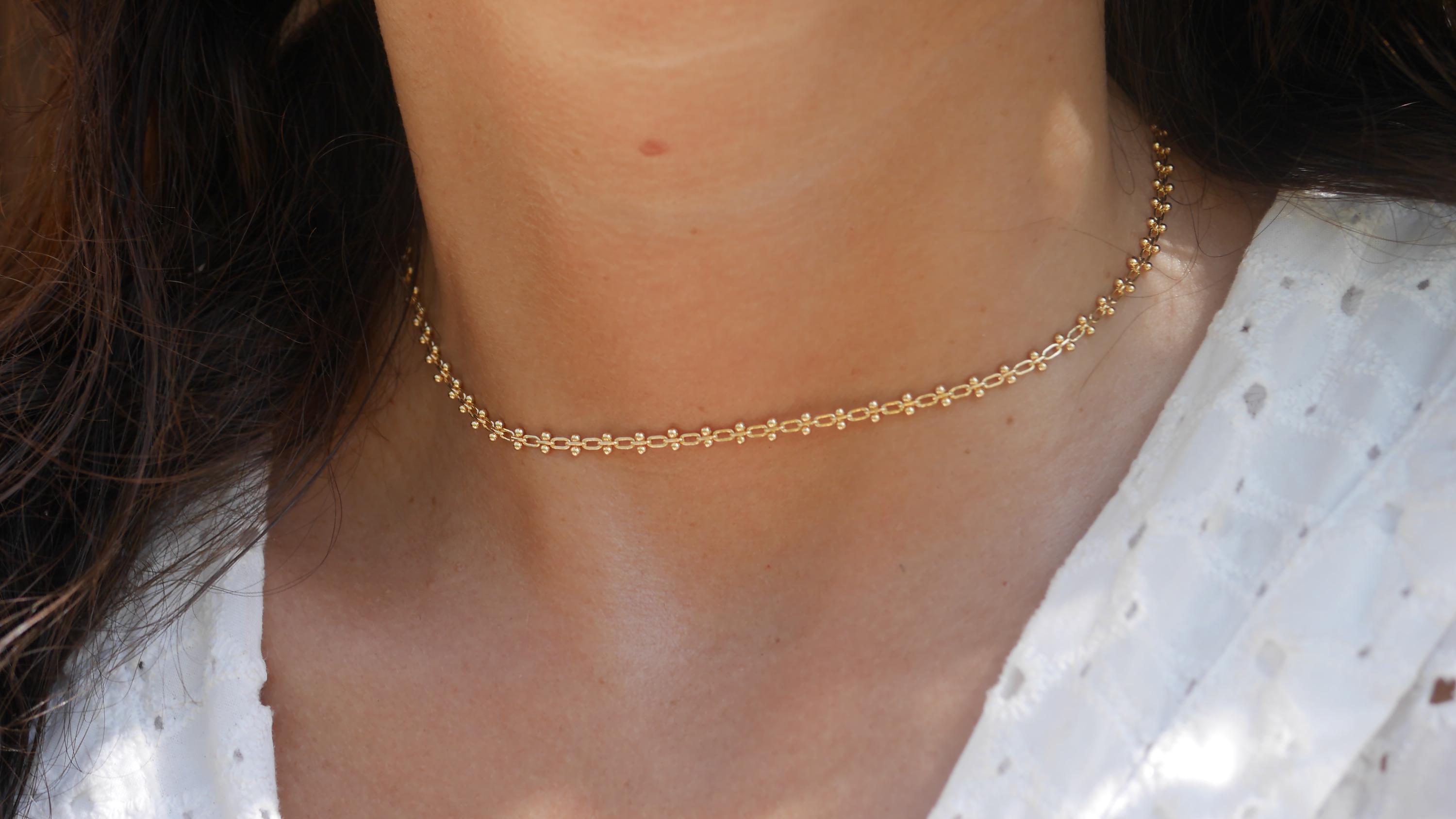 Choker Necklace - Gold Plated - Short - Ball Chain - Ultra