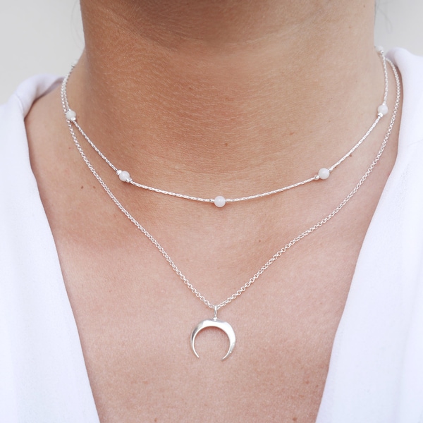 Pure silver double-layer necklace