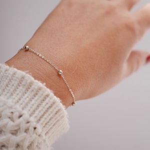 Ultra thin Satellite ball chain silver bracelet - sterling silver Thin bracelet - minimalist bracelet - everyday bracelet - Layering