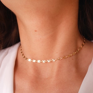Gold Plated Chain chocker - Minimalist ultra thin Gold plated chain necklace - Everyday Necklace - stackable necklace - Gold Choker