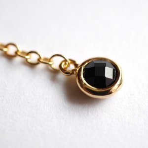 Gold Plated chain Y necklace Gold Plated jewels minimalist dainty necklace simple layering necklace Black Stone Black and Gold image 2