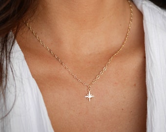 North Star Necklace - Gold chain necklace - Polaris Star - Constellation Necklace - Diamond Star Necklace - Thin Everyday Necklace