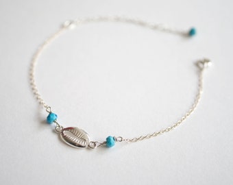 Bracciale con conchiglia in argento - grigio Kauri Cowrie Shell