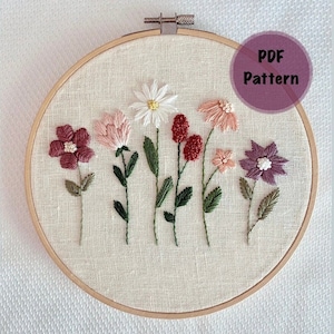 Padrão PDF de bordado à mão de flores silvestres