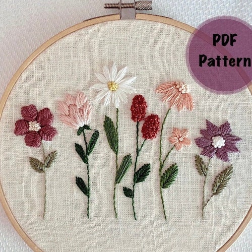 Wildflowers Hand Embroidery PDF Pattern Etsy