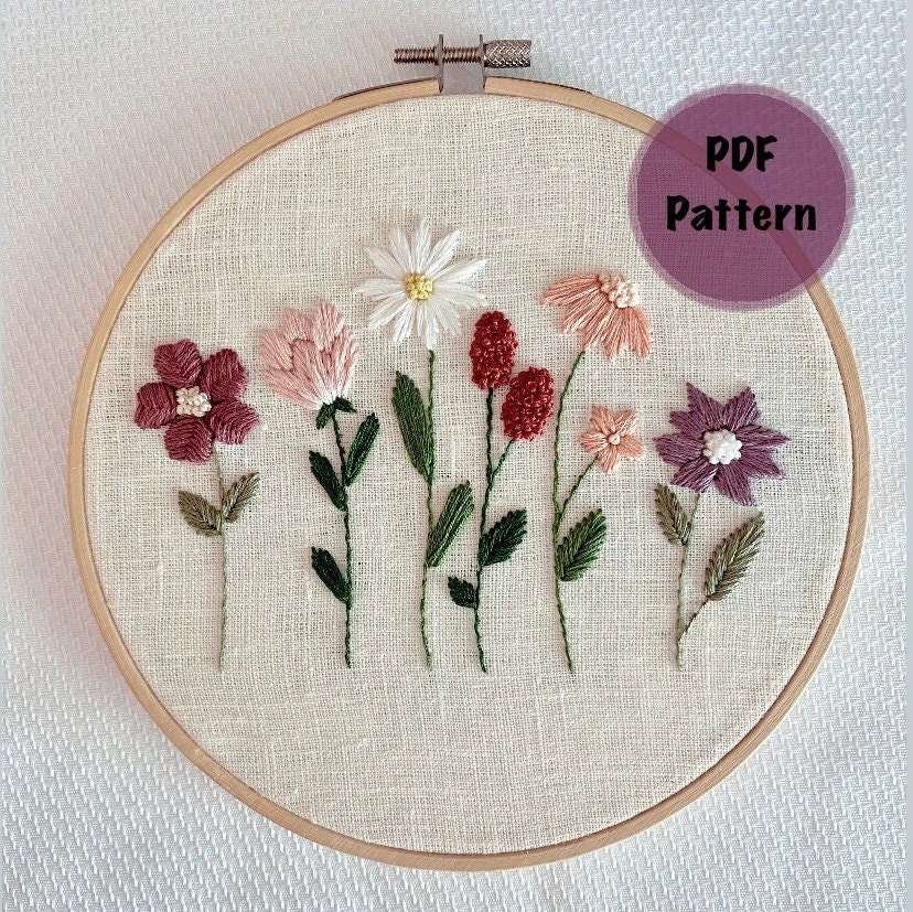 Wildflowers Hand Embroidery PDF Pattern - Etsy Australia