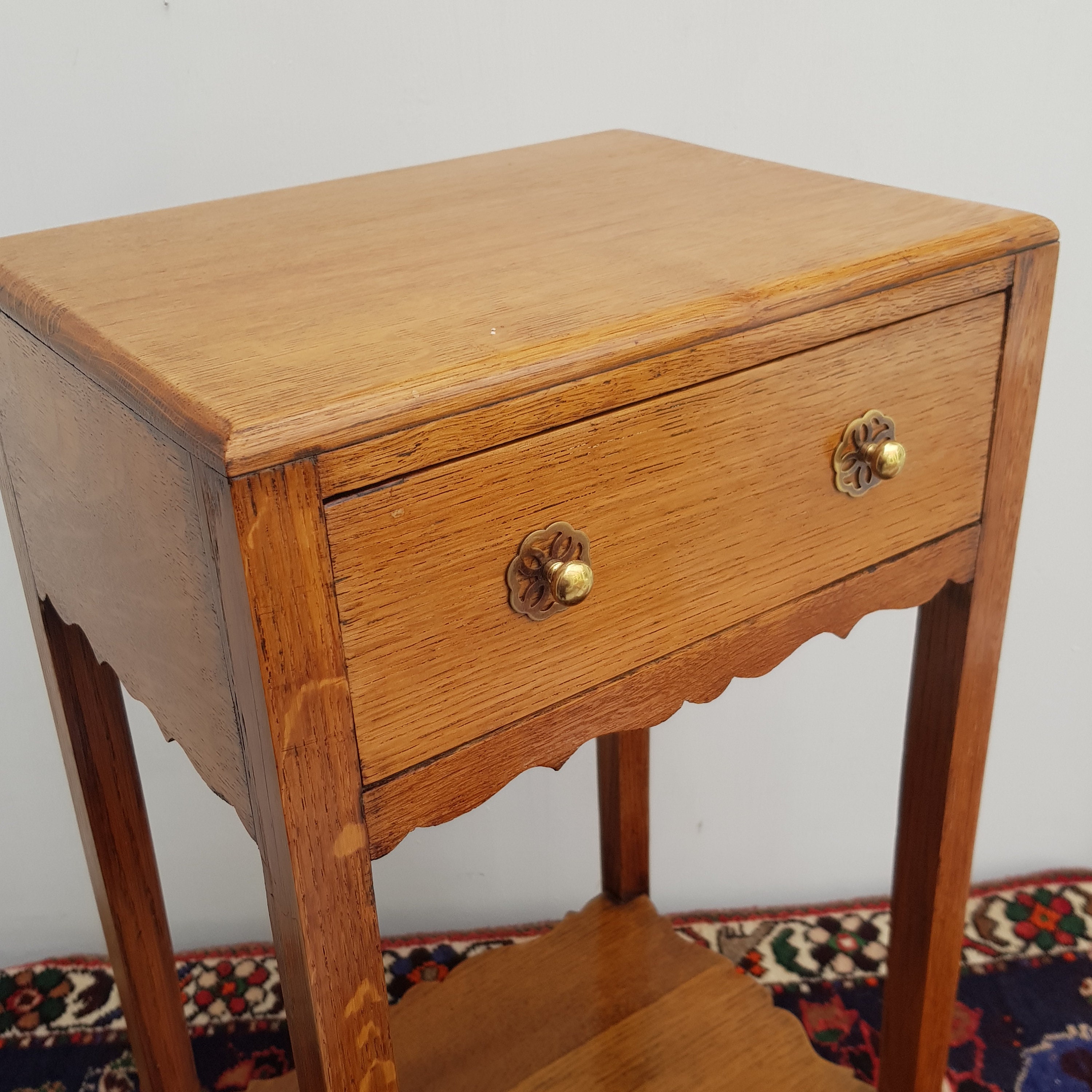 Vintage Solid OAK Bedside/Hall table with drawer c.1940's Etsy
