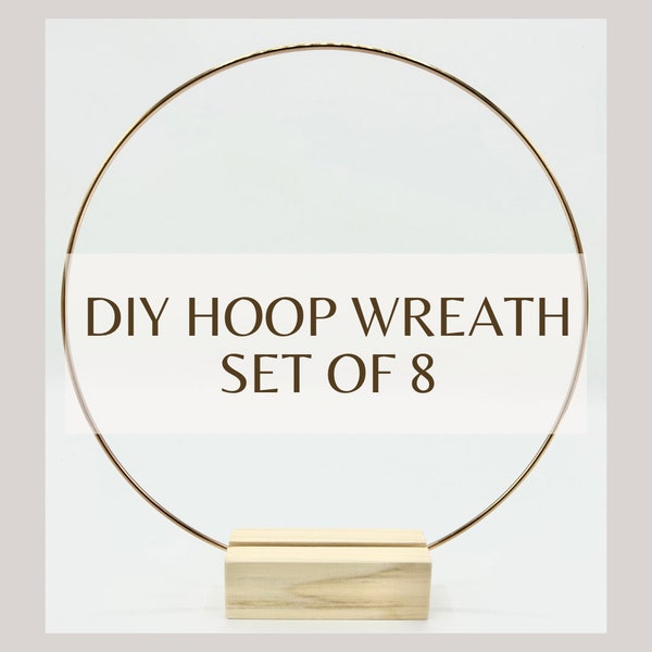 SET OF 8 Hoop centerpieces with attached wooden bases.