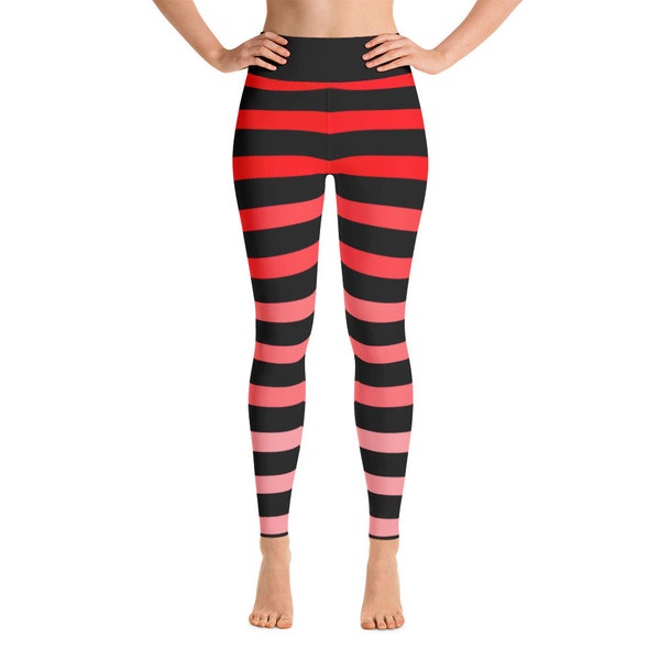 Orange Ombré Striped Yoga Leggings