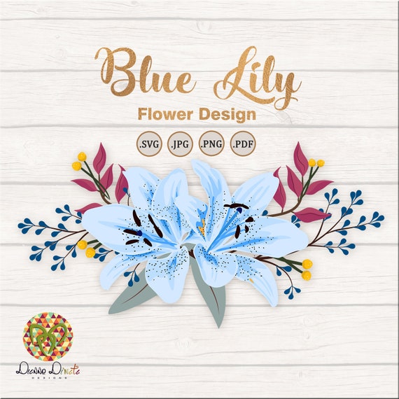 Download Blue Lily Flower Header Svg Lily Header Svg Clipart Floral Etsy