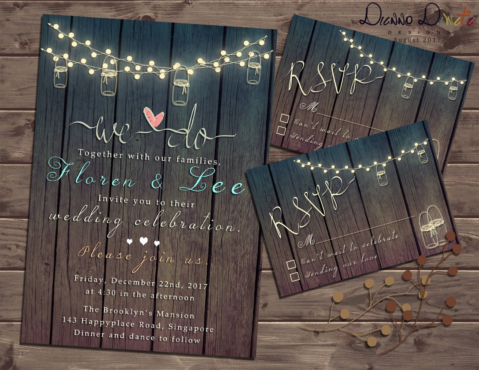 Rustic Wedding Invitation Printable Digital File Wedding Etsy