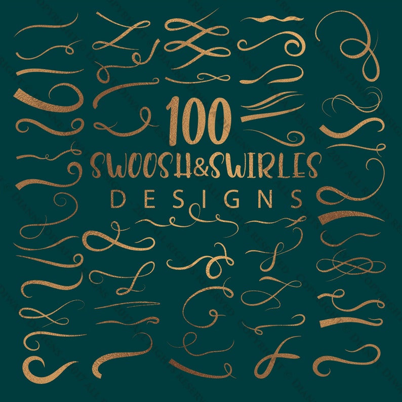 Download Swirl Clipart Swoosh Bundle SVG Font Text Tail Swish | Etsy