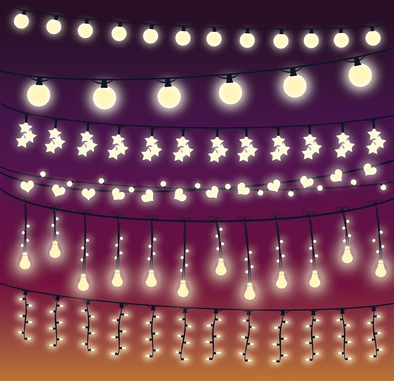 String Lights Clip Art Vector Rustic Wedding Invitation - Etsy