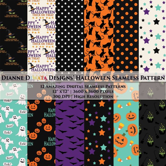 Halloween Seamless Pattern Halloween Scrap Booking Digital Etsy
