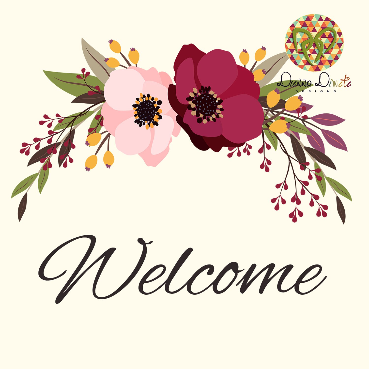 Flower Wreath SVG Round Wreath Clipart Floral Wreath | Etsy