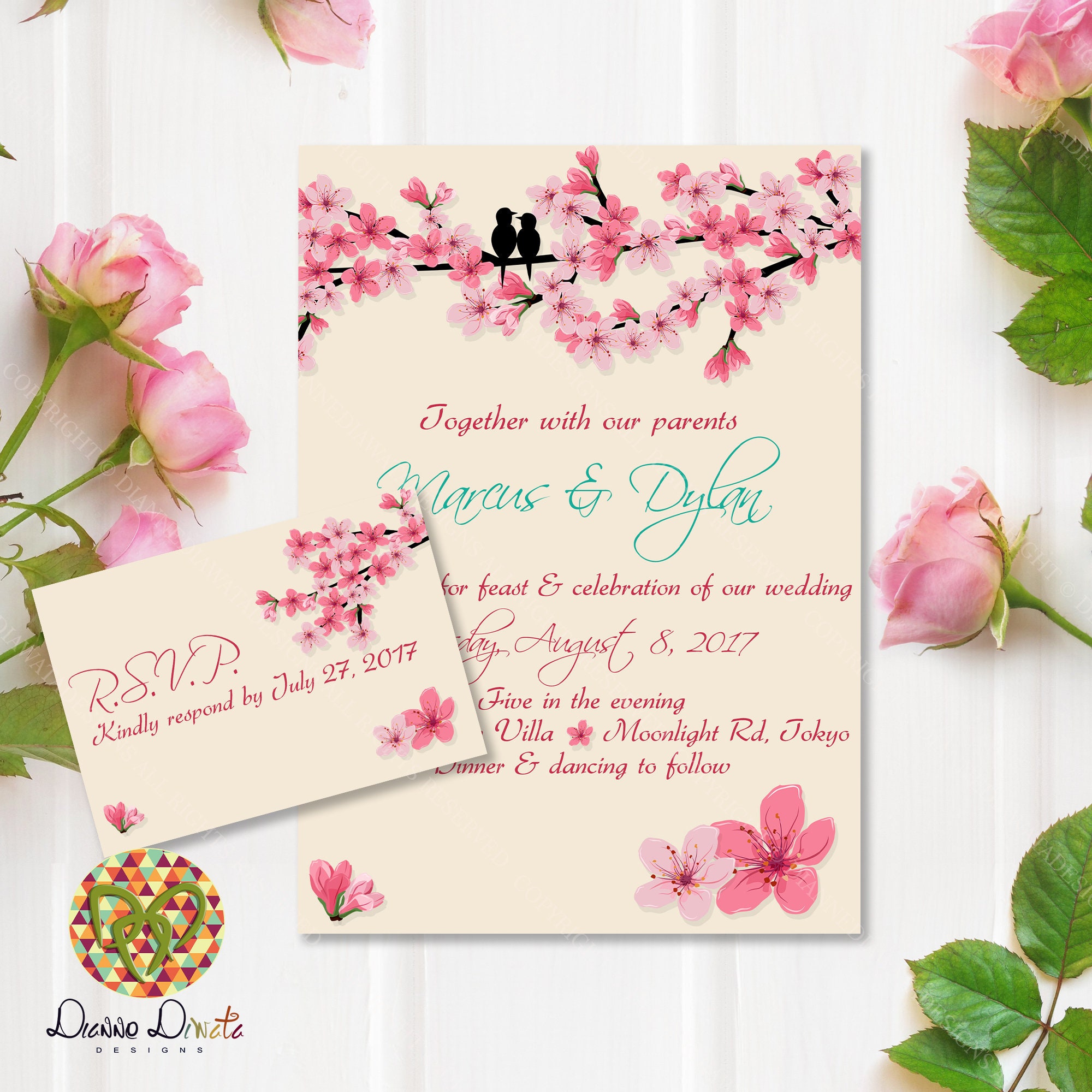 Invitación de boda de flores de cerezo tema de flor de cerezo - Etsy México Invitación de boda de flores de cerezo tema de flor de cerezo - Etsy México