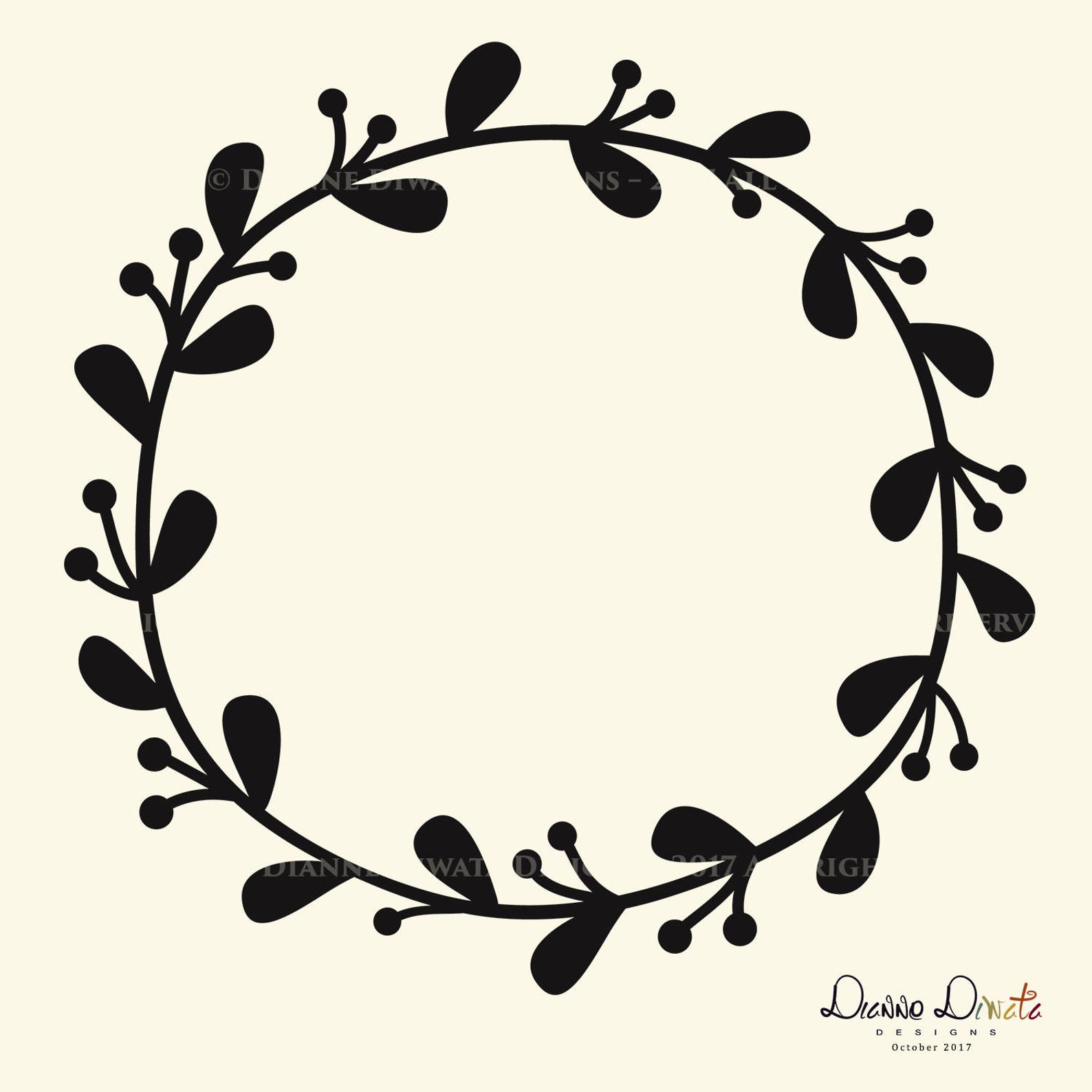 Round Wreath SVG Wreath Fall Vector Wreath Hand Drawn Fall Etsy
