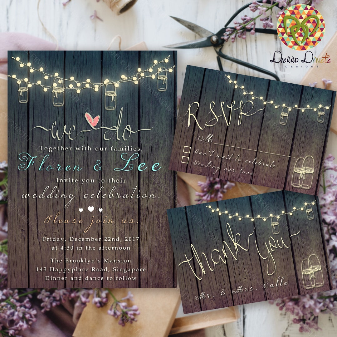 Rustic Wedding Invitation Printable Digital File Wedding Etsy