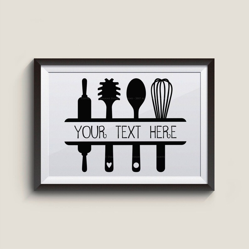 Download Kitchen Utensil SVG Kitchen Clipart Personalized Wall ...