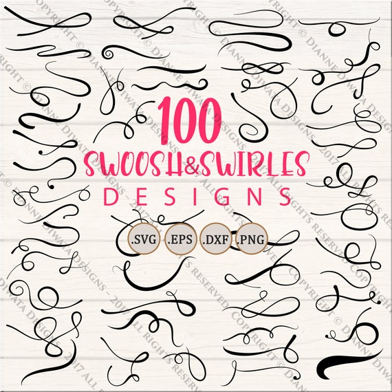 Download Free Swirl Clipart Swoosh Bundle Svg Font Text Tail Swish Etsy SVG Cut Files