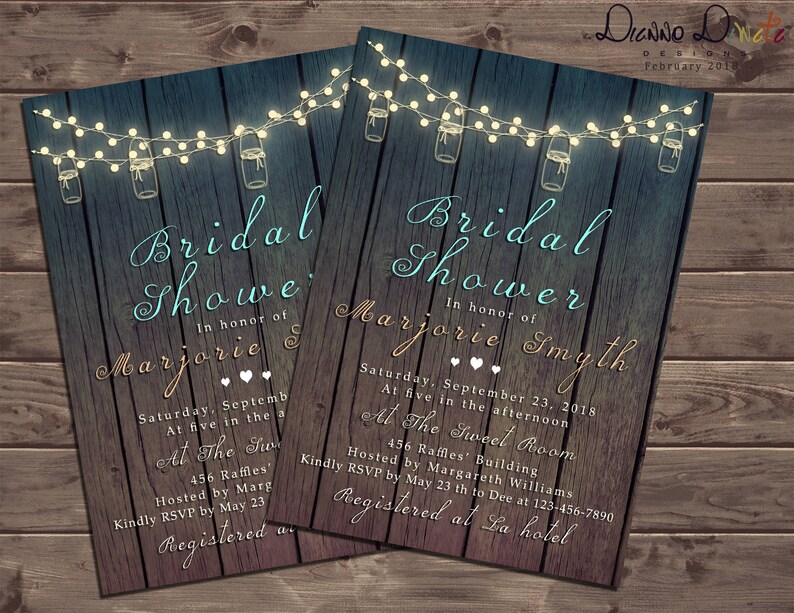 Printable Rustic Bridal Shower Invitation Digital File Etsy