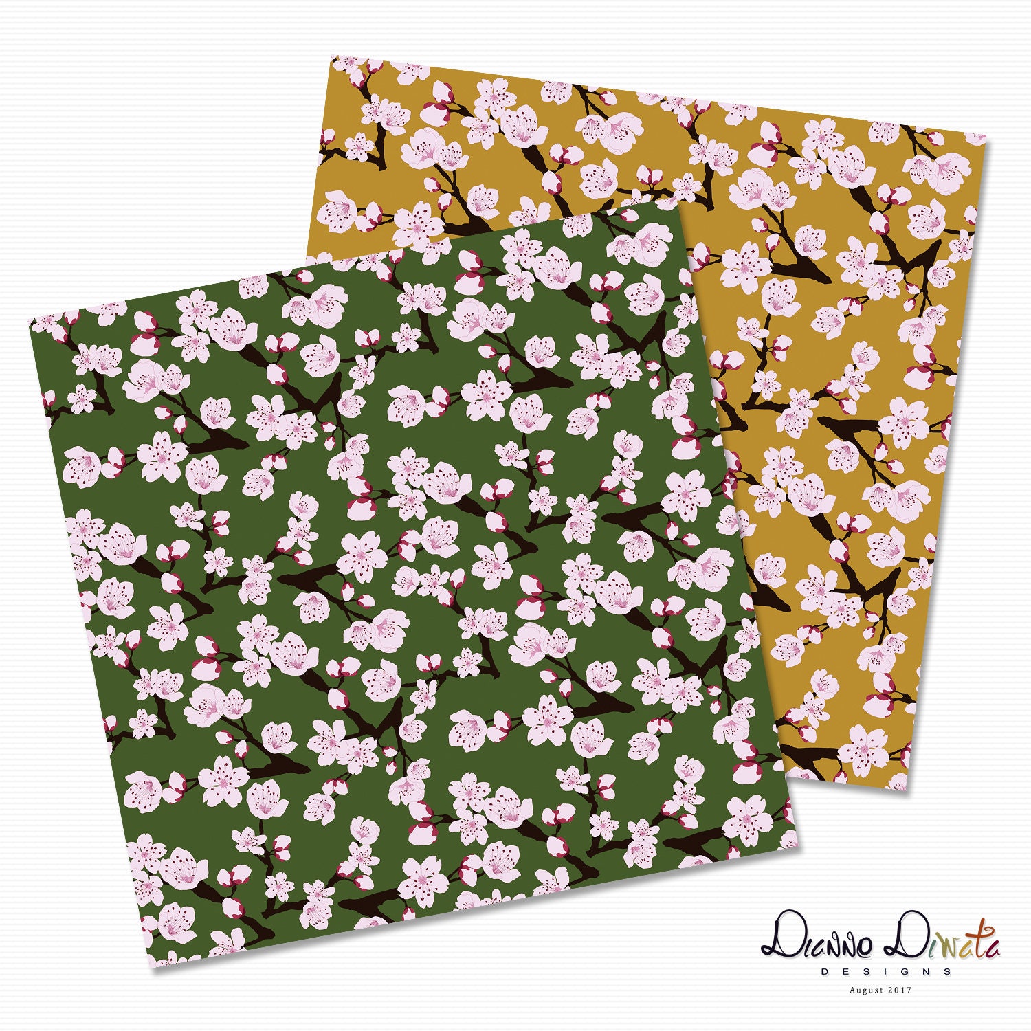 Cherry Blossoms Seamless Pattern Cherry Blossoms Wallpaper Etsy