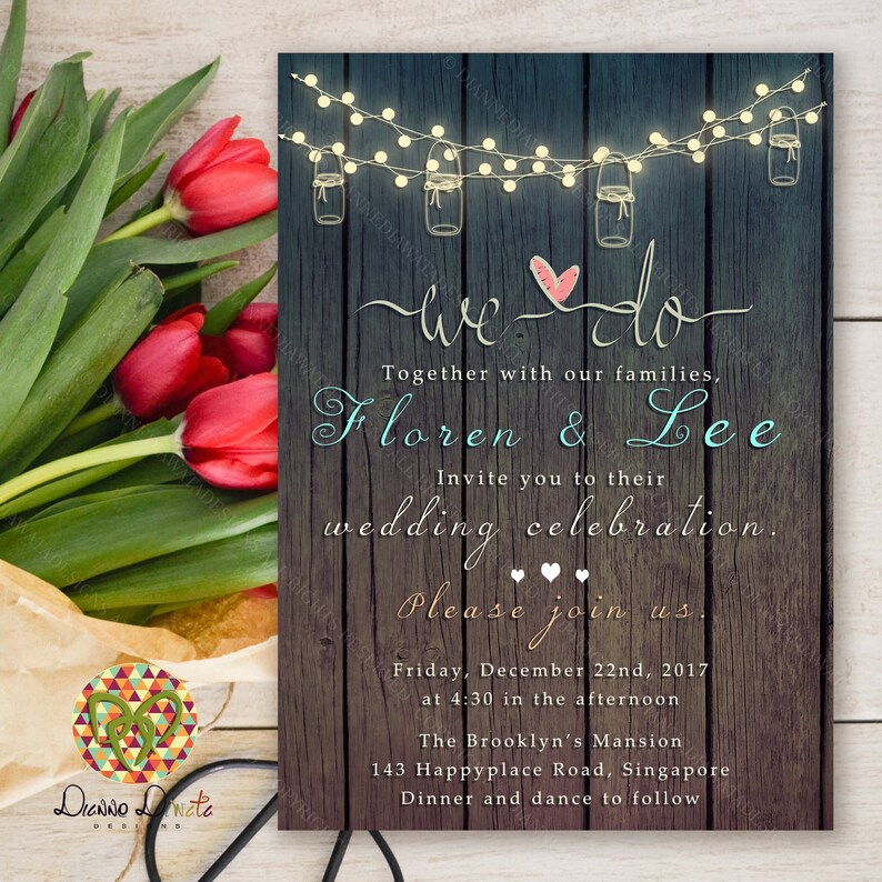 Rustic Wedding Invitation Printable Digital File Wedding - Etsy