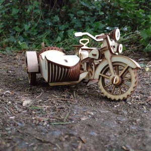 Motorcycle & Sidecar Wooden laser cut wood kit for self assembly