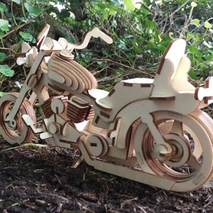 Wooden 3D puzzle chopper type Motorcycle laser cut wood kit for DIY assembly