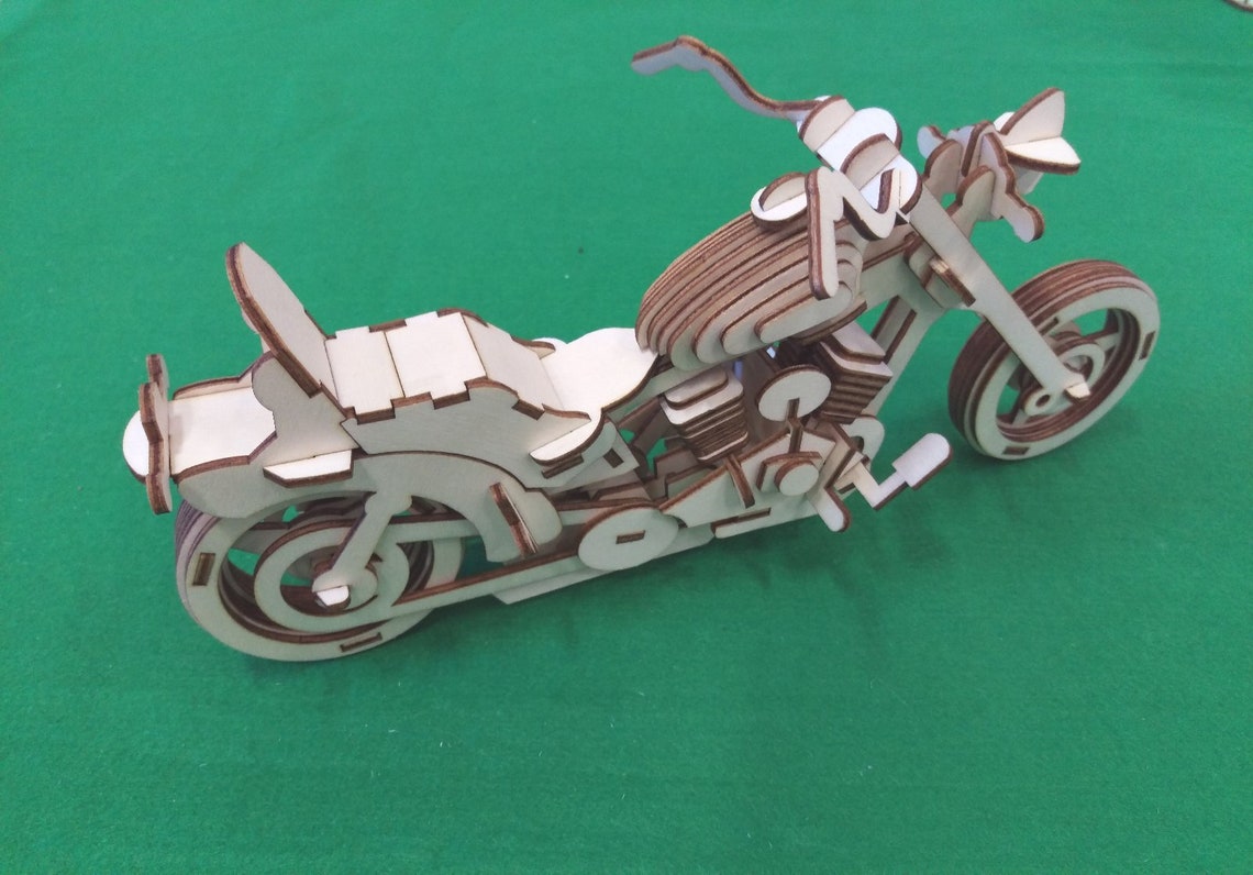 Harley Davidson Motorcycle Wooden Laser Cut Wood Kit for Self Etsy