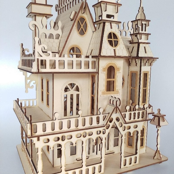 Viktorianischer Stil holz Puppenhaus Bausatz Gothic Giebel Design Puppenhaus made in irland