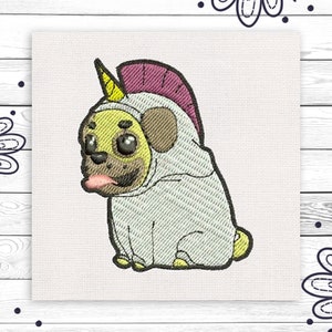 Unicorn Pug Embroidery Cute Applique Design Dog Patch Stitching Art Scheme Pattern Machine Needlework Funny Patch INSTANT DOWNLOAD EE5230