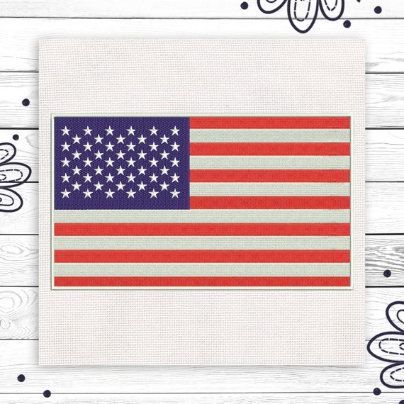 USA flag Machine Digital embroidery design 4 sizes INSTANT Etsy