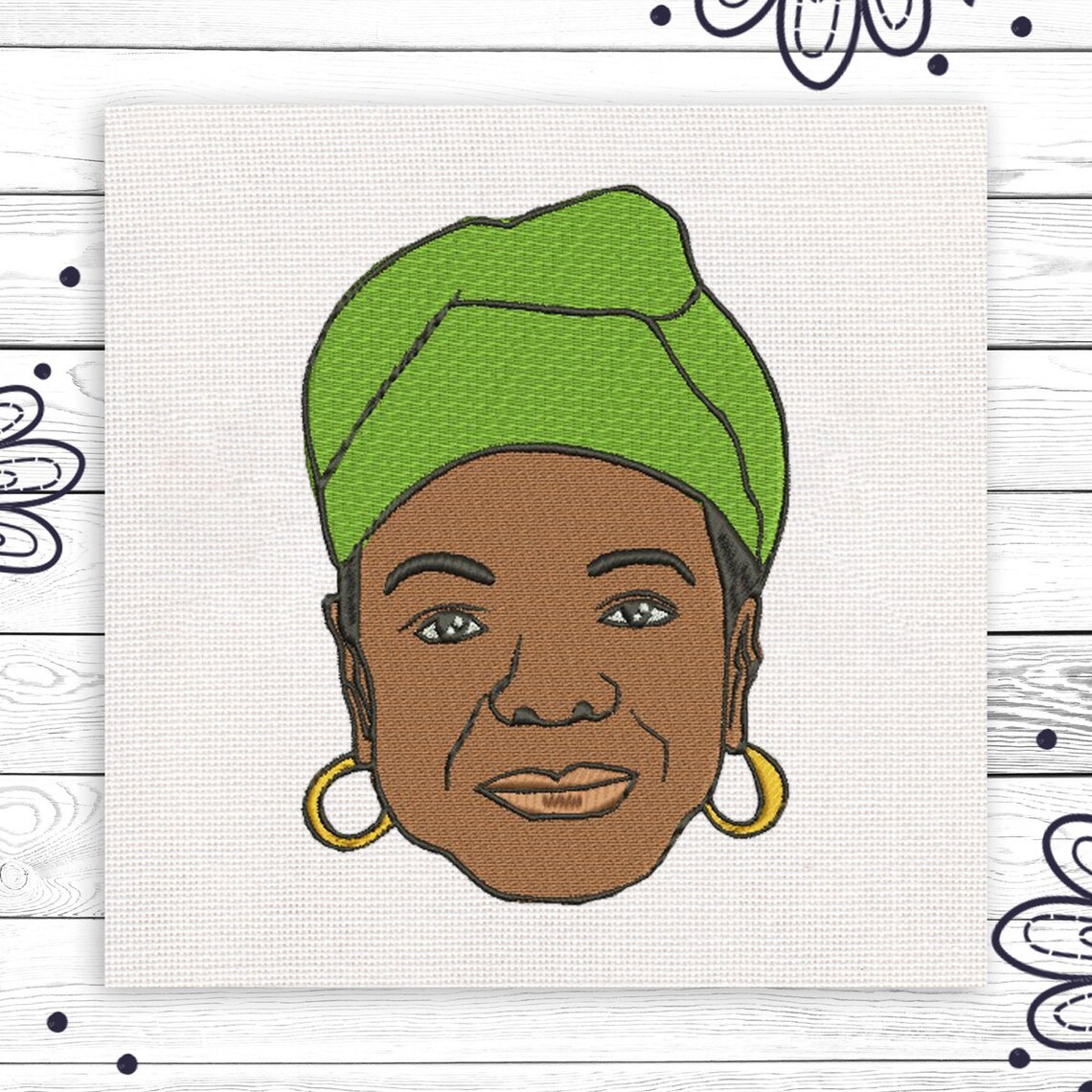 Black woman embroidery nwcvq girl with hoop earrings  etsy Black woman embroidery nwcvq girl with hoop earrings  etsy