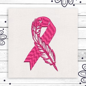 Support Breast Embroidery Pattern Pink Ribbon Cancer Awareness Stitching Scheme Feather Fight Sign Machine Digital INSTANT DOWNLOAD EE5250