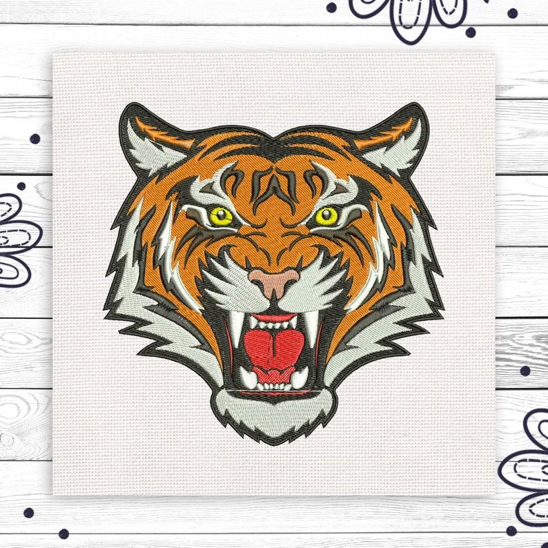 Buy Tiger Embroidery Machine Embroidery Design 4 Sizes INSTANT Online