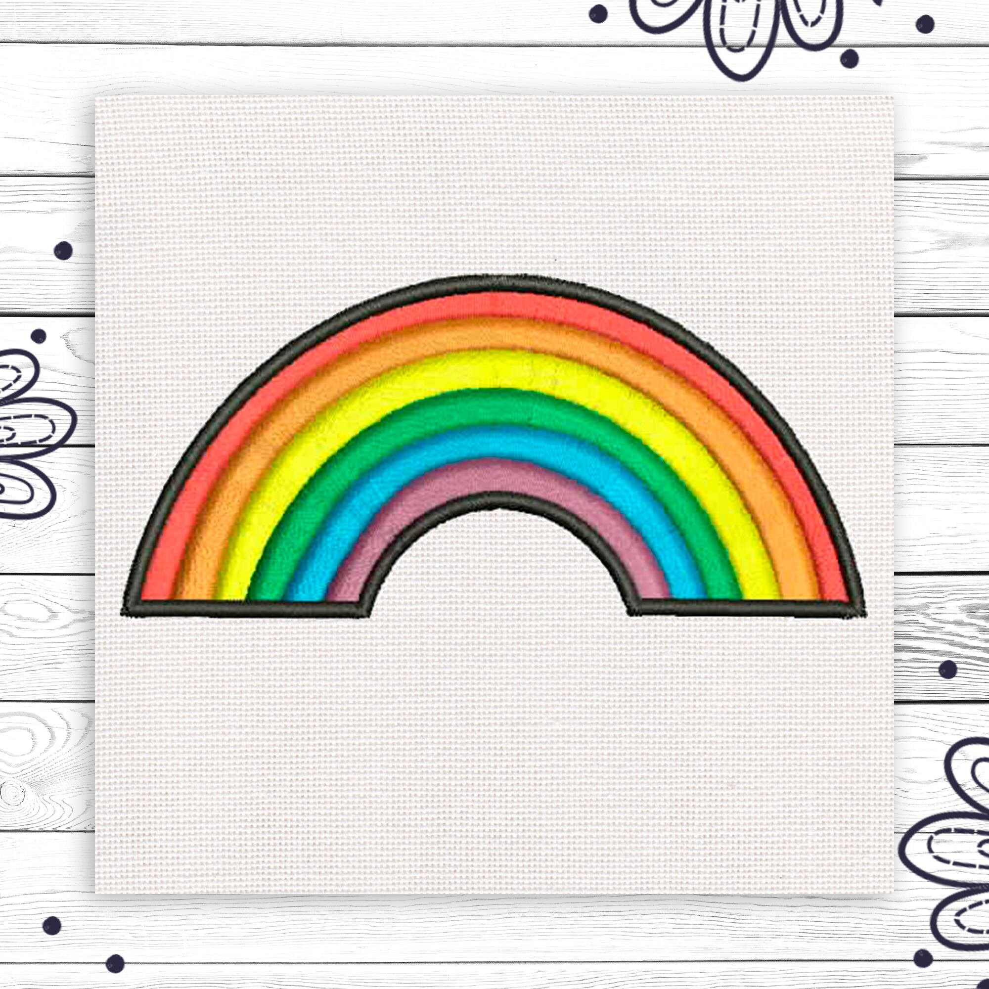 Rainbow Embroidery Design Summer Digital File Rainbow Applique Etsy