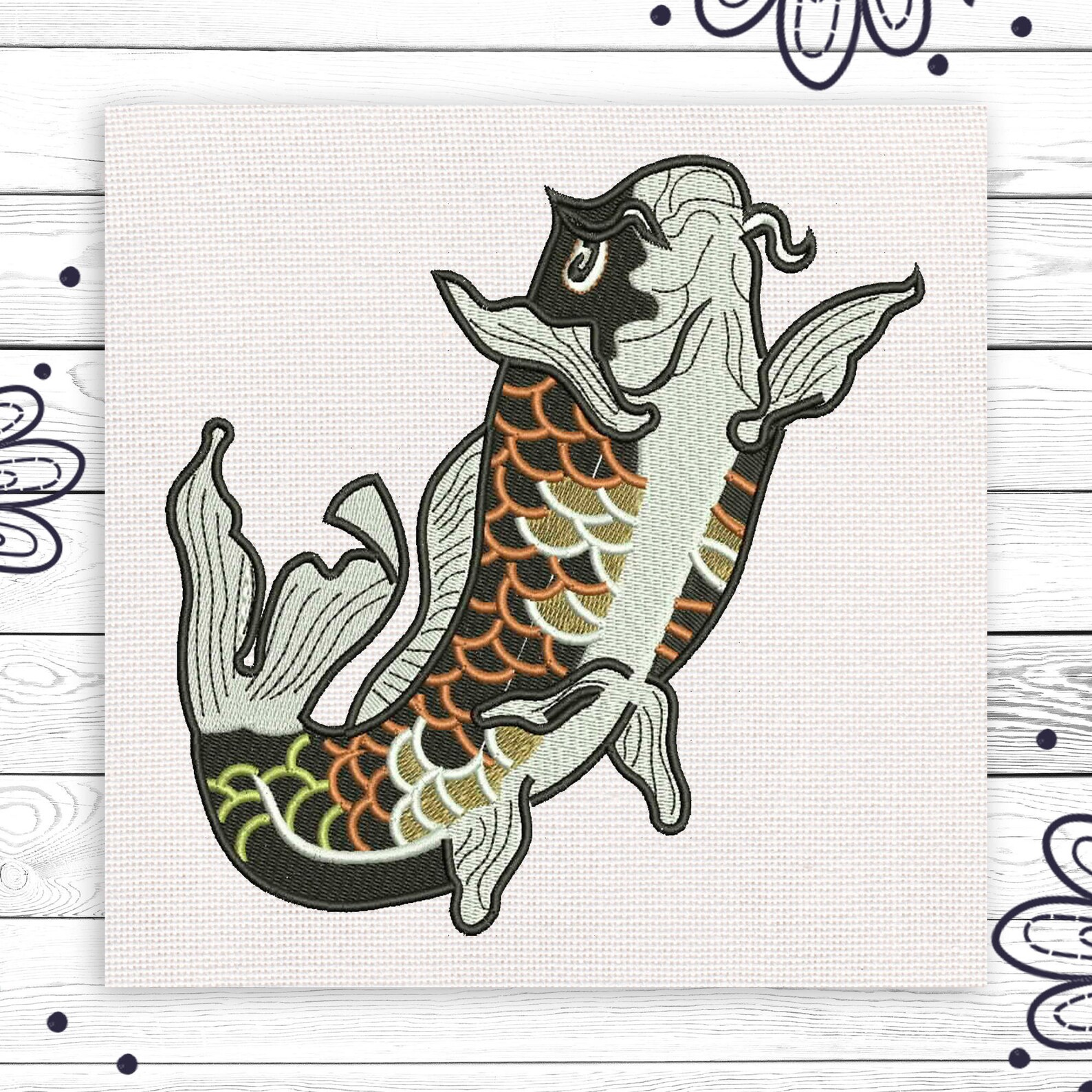 Koi pond fish embroidery svg art craft gift stitching pattern  etsy