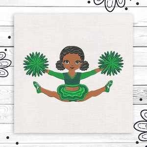 Balck Girl Pattern African Cheerleader Stitching Scheme Gymnast Embroidery Black Girl Magic Clothing Decoration Neddlework Design Applique