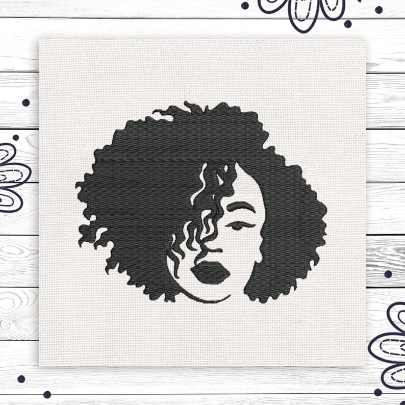 Afro woman embroidery design black woman stitching scheme afro  etsy