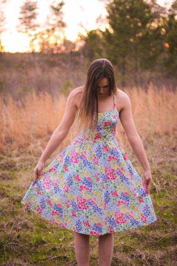 Vintage Floral Summer & Spring T-Length/Midi Dress
