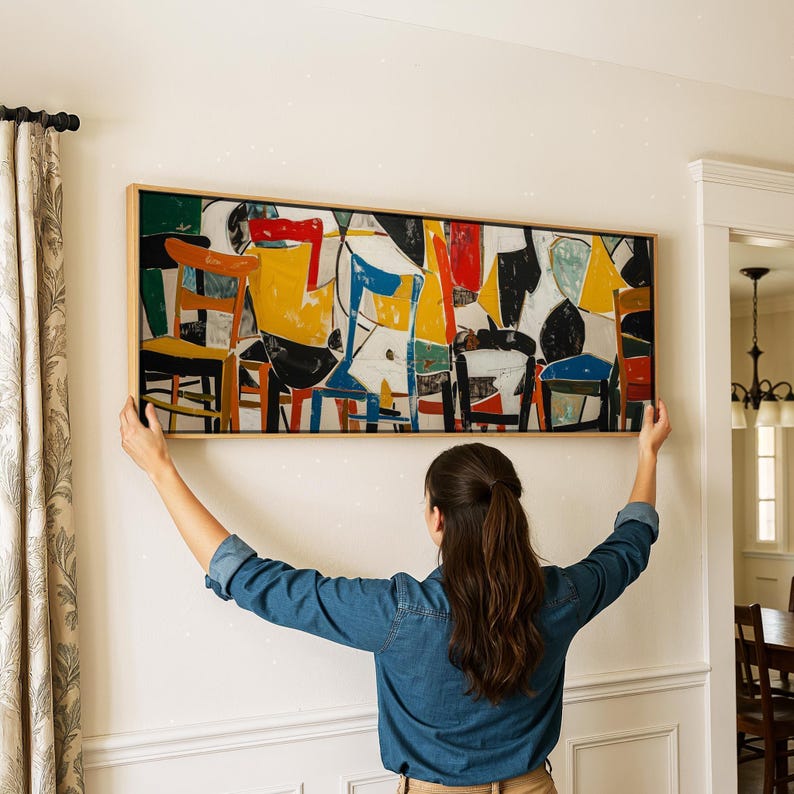 Framed Bauhaus Wall Art: Mid Century Modern Geometric Print image 2